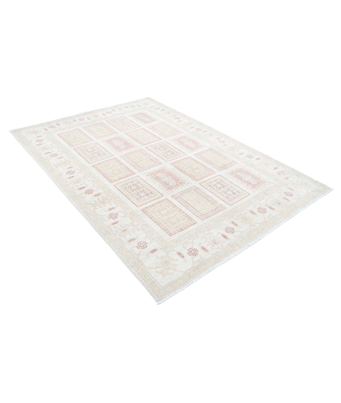 Hand Knotted Serenity Wool Rug - 5'6'' x 7'11'' 5'6'' x 7'11'' (165 X 238) / Ivory / Red