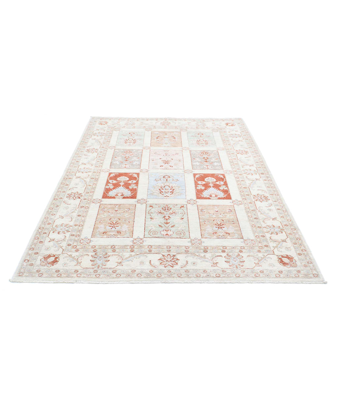 Hand Knotted Serenity Wool Rug - 5'6'' x 7'7'' 5'6'' x 7'7'' (165 X 228) / Ivory / Red