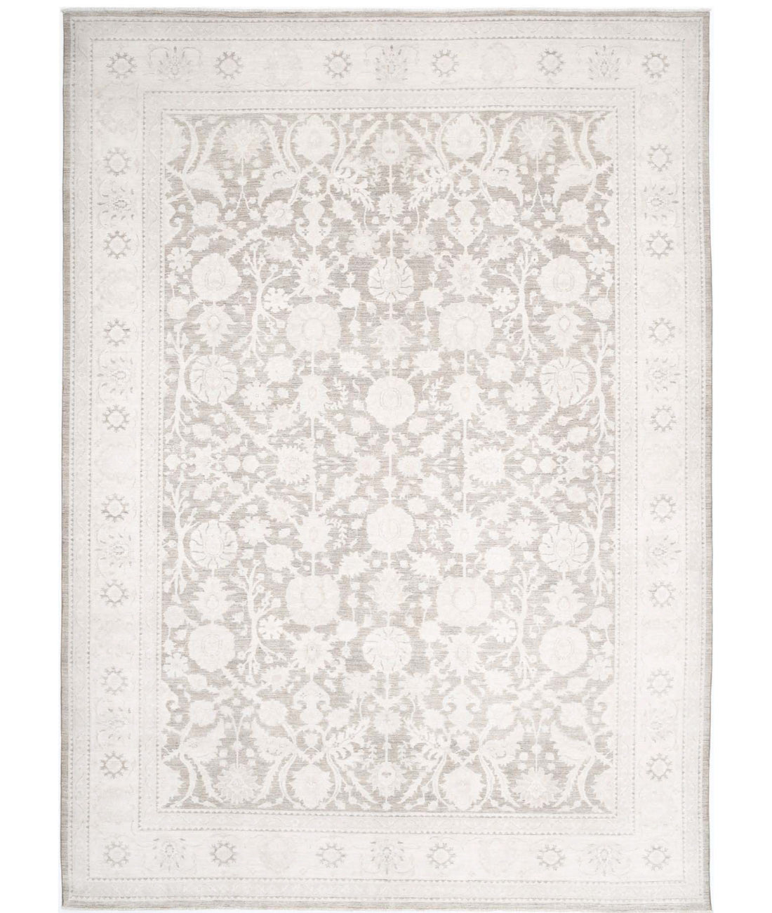 Hand Knotted Serenity Wool Rug - 12'10'' x 17'11'' 12'10'' x 17'11'' (385 X 538) / Brown / Ivory