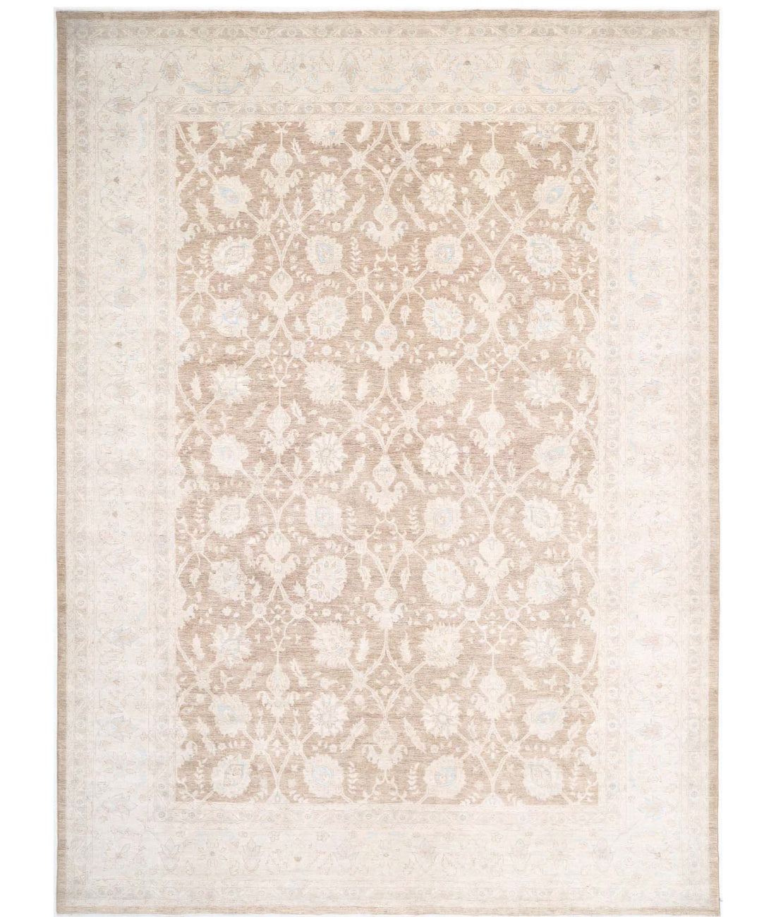 Hand Knotted Serenity Wool Rug - 13'9'' x 18'10'' 13'9'' x 18'10'' (413 X 565) / Brown / Ivory