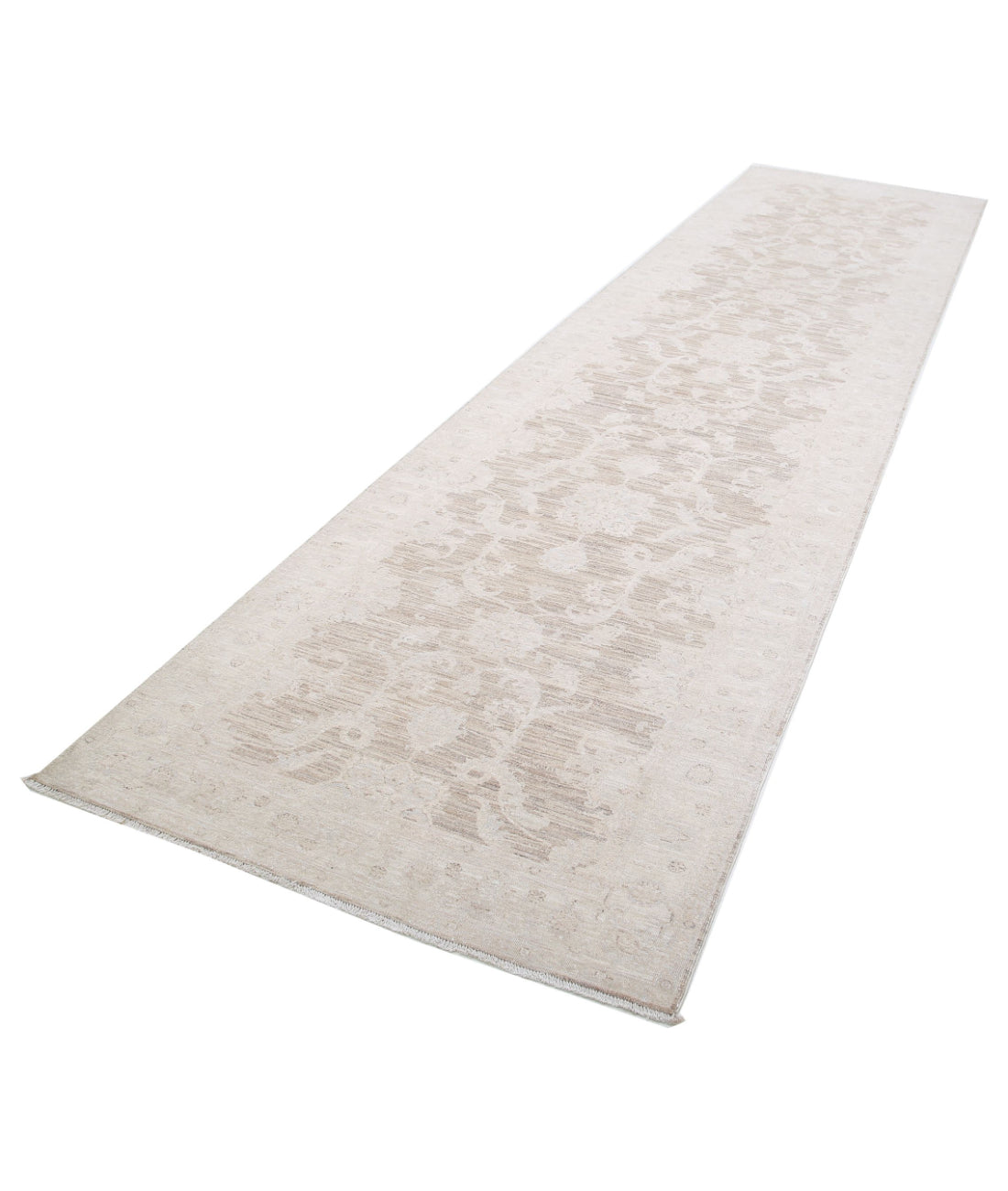 Hand Knotted Serenity Wool Rug - 4'0'' x 15'1'' 4'0'' x 15'1'' (120 X 453) / Brown / Ivory