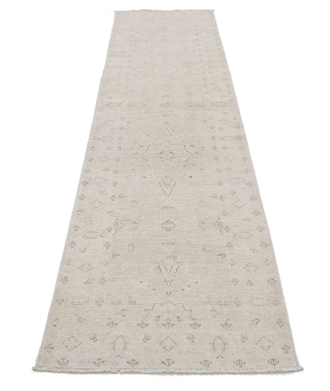 Hand Knotted Serenity Wool Rug - 2'7'' x 10'7'' 2'7'' x 10'7'' (78 X 318) / Ivory / Brown