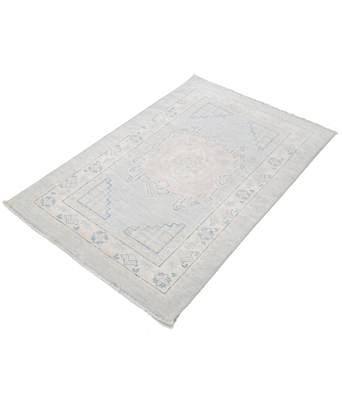 Hand Knotted Serenity Wool Rug - 3'0'' x 4'8'' 3'0'' x 4'8'' (90 X 140) / Blue / Ivory