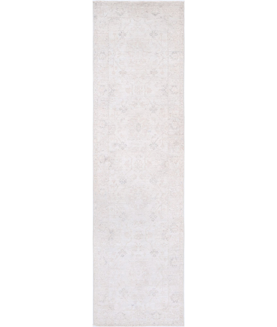 Hand Knotted Serenity Wool Rug - 2'5'' x 9'5'' 2'5'' x 9'5'' (73 X 283) / Ivory / Grey