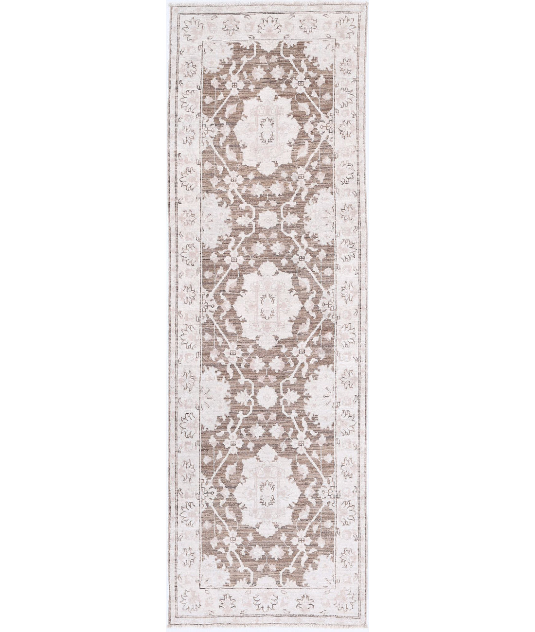 Hand Knotted Serenity Wool Rug - 2'4'' x 7'10'' 2'4'' x 7'10'' (70 X 235) / Brown / Ivory