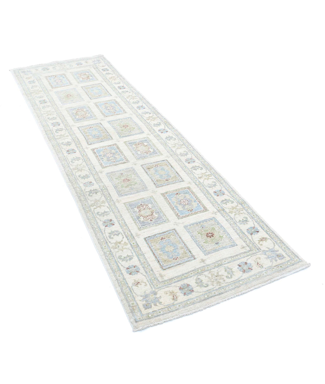 Hand Knotted Serenity Wool Rug - 2'6'' x 7'11'' 2'6'' x 7'11'' (75 X 238) / Ivory / Blue