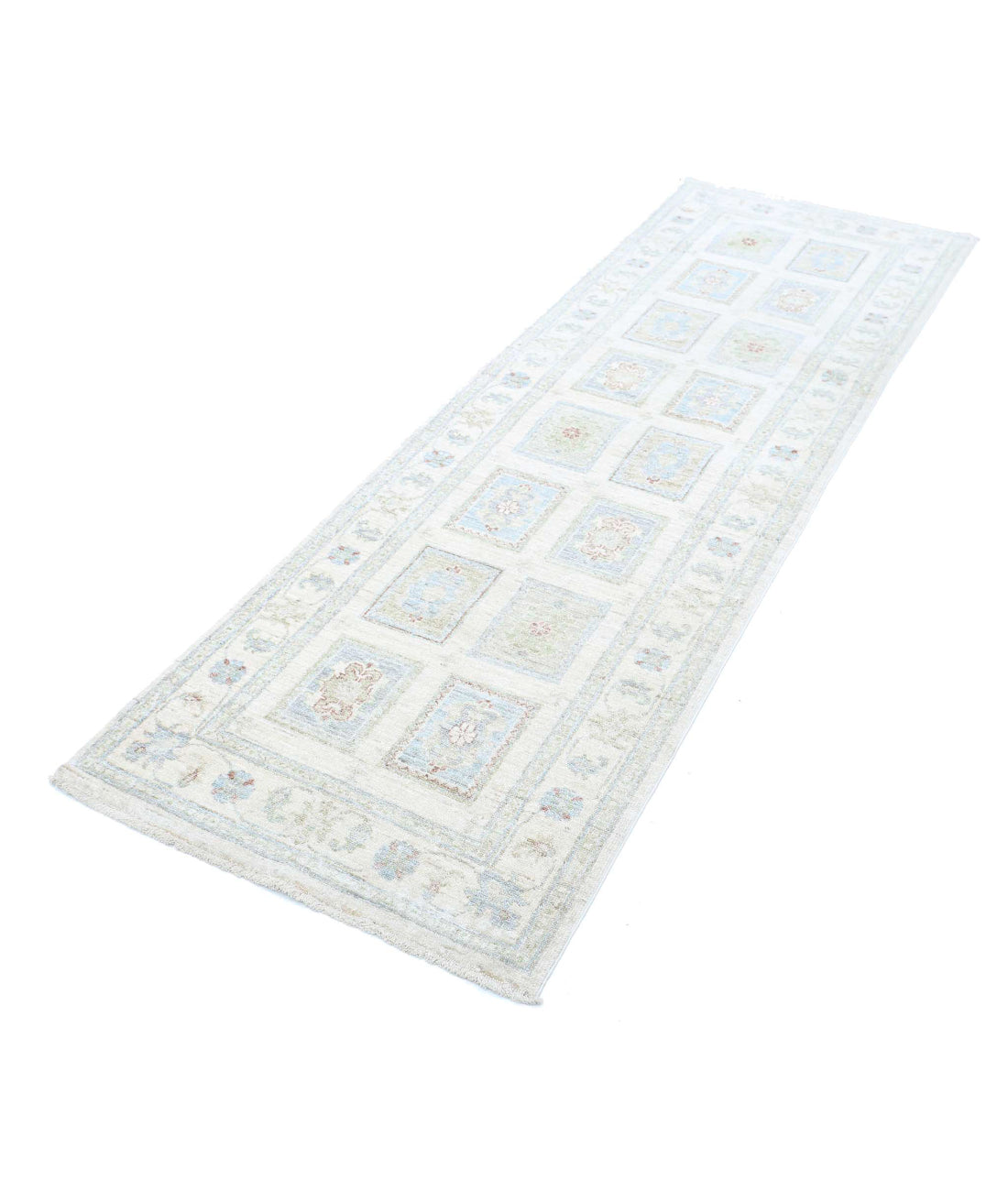 Hand Knotted Serenity Wool Rug - 2'6'' x 7'11'' 2'6'' x 7'11'' (75 X 238) / Ivory / Blue