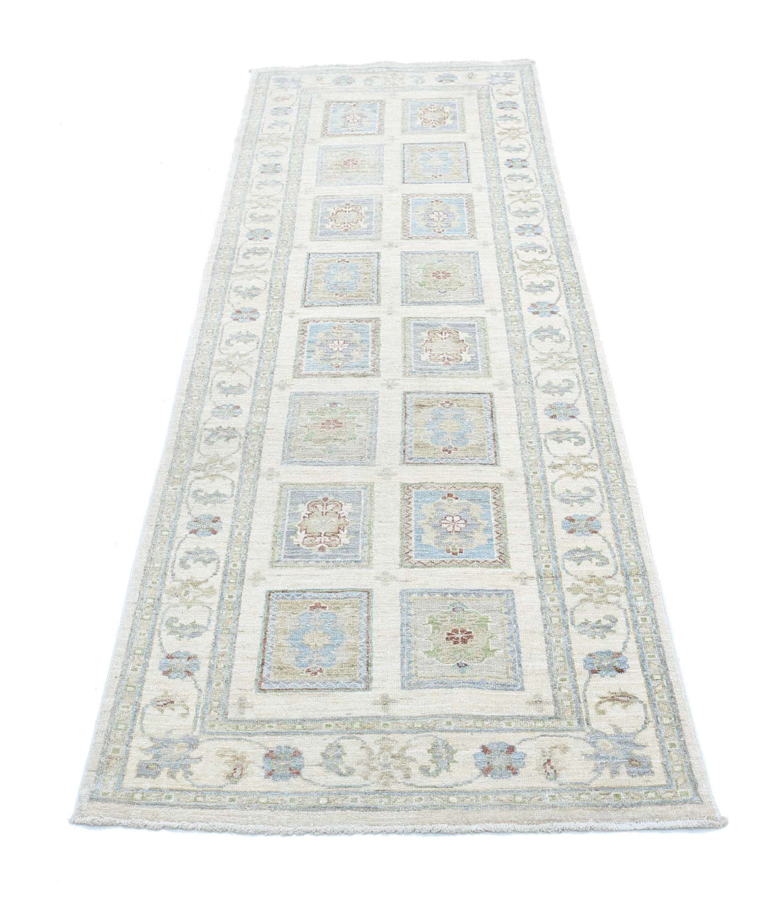 Hand Knotted Serenity Wool Rug - 2'6'' x 7'11'' 2'6'' x 7'11'' (75 X 238) / Ivory / Blue