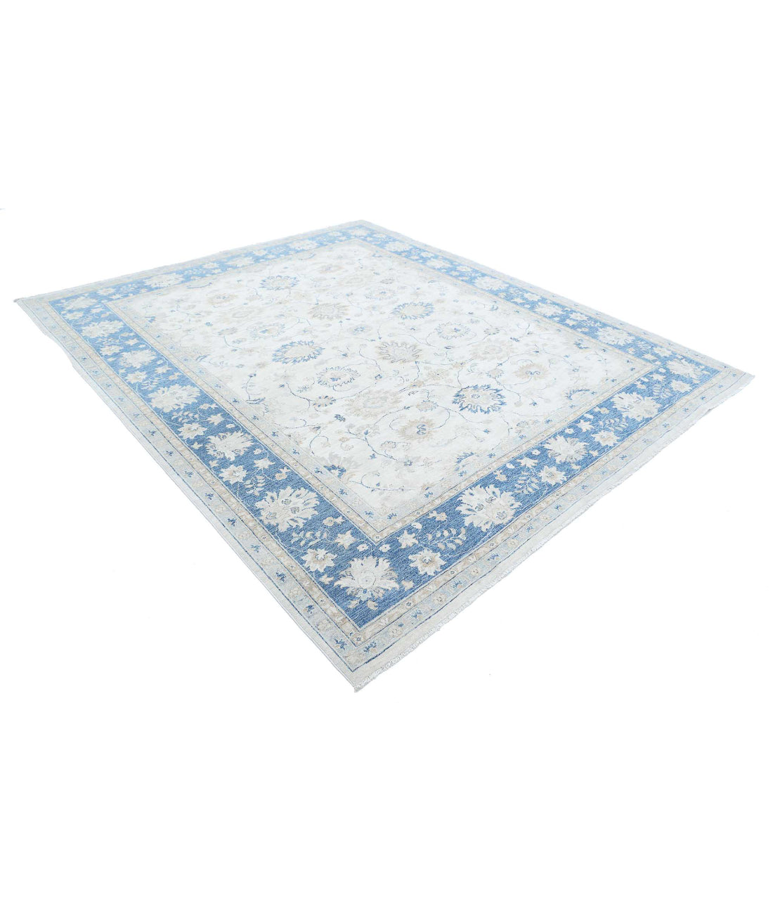 Hand Knotted Serenity Wool Rug - 8'0'' x 9'4'' 8'0'' x 9'4'' (240 X 280) / Ivory / Blue