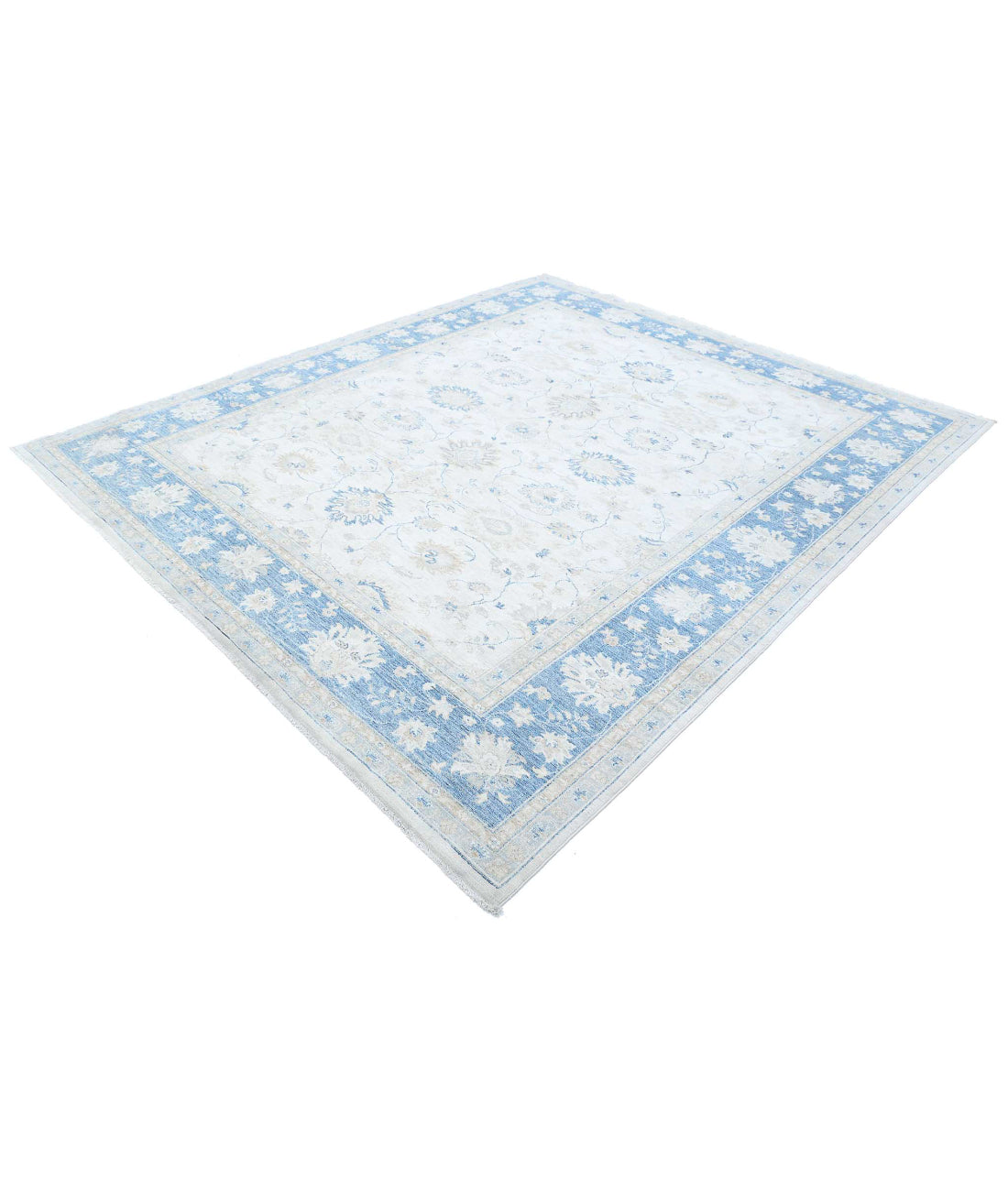Hand Knotted Serenity Wool Rug - 8'0'' x 9'4'' 8'0'' x 9'4'' (240 X 280) / Ivory / Blue