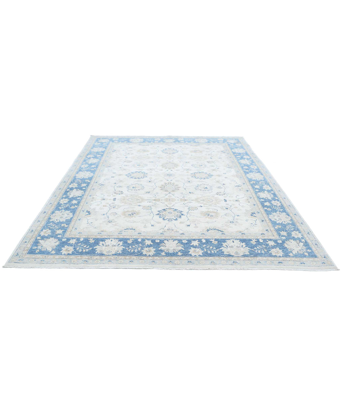 Hand Knotted Serenity Wool Rug - 8'0'' x 9'4'' 8'0'' x 9'4'' (240 X 280) / Ivory / Blue