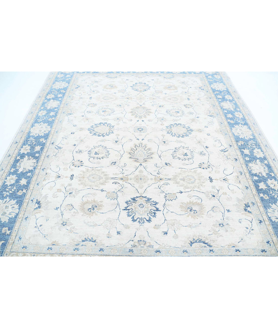 Hand Knotted Serenity Wool Rug - 8'0'' x 9'4'' 8'0'' x 9'4'' (240 X 280) / Ivory / Blue