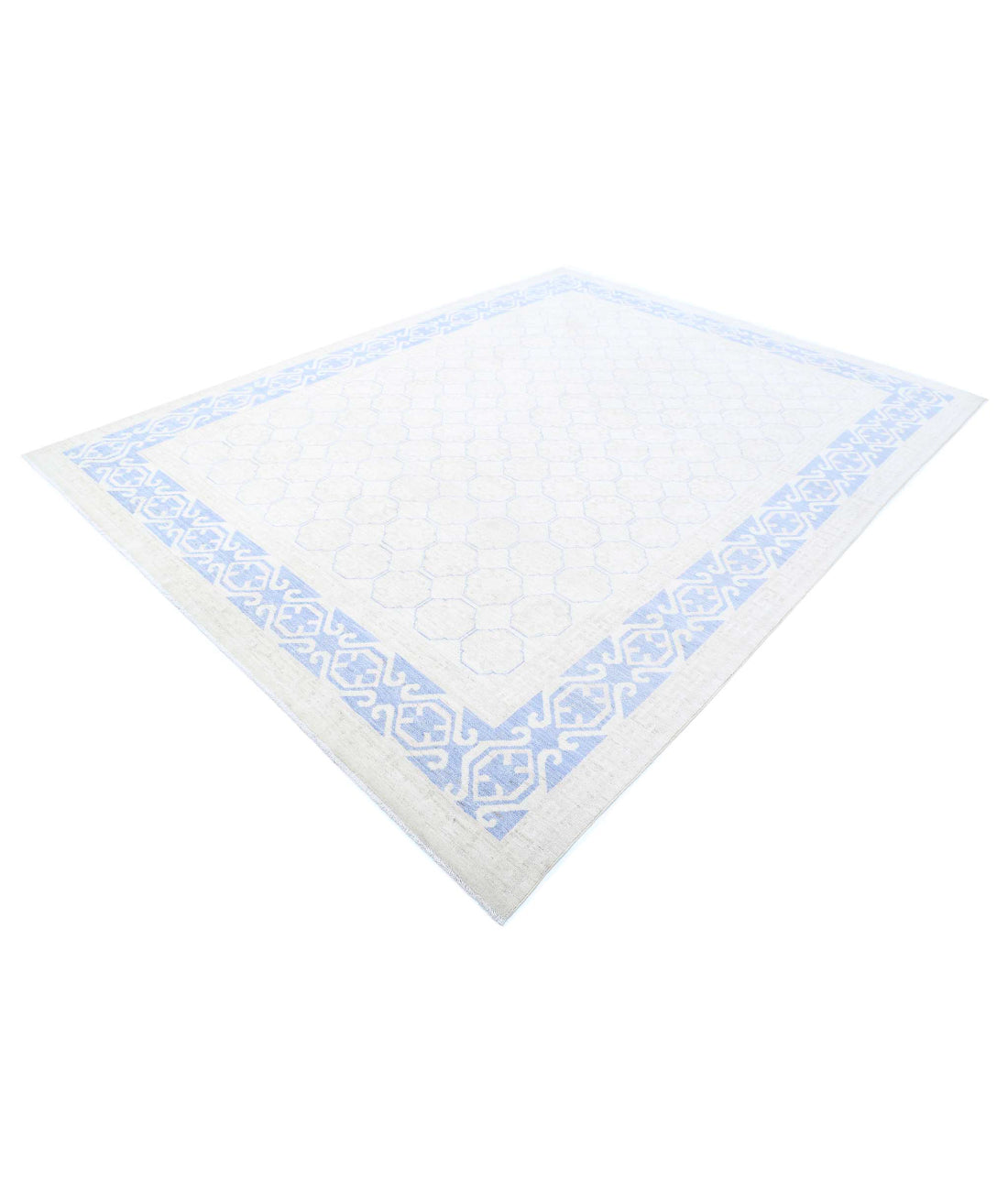 Hand Knotted Khotan Wool Rug - 8'4'' x 10'9'' 8'4'' x 10'9'' (250 X 323) / Ivory / Blue