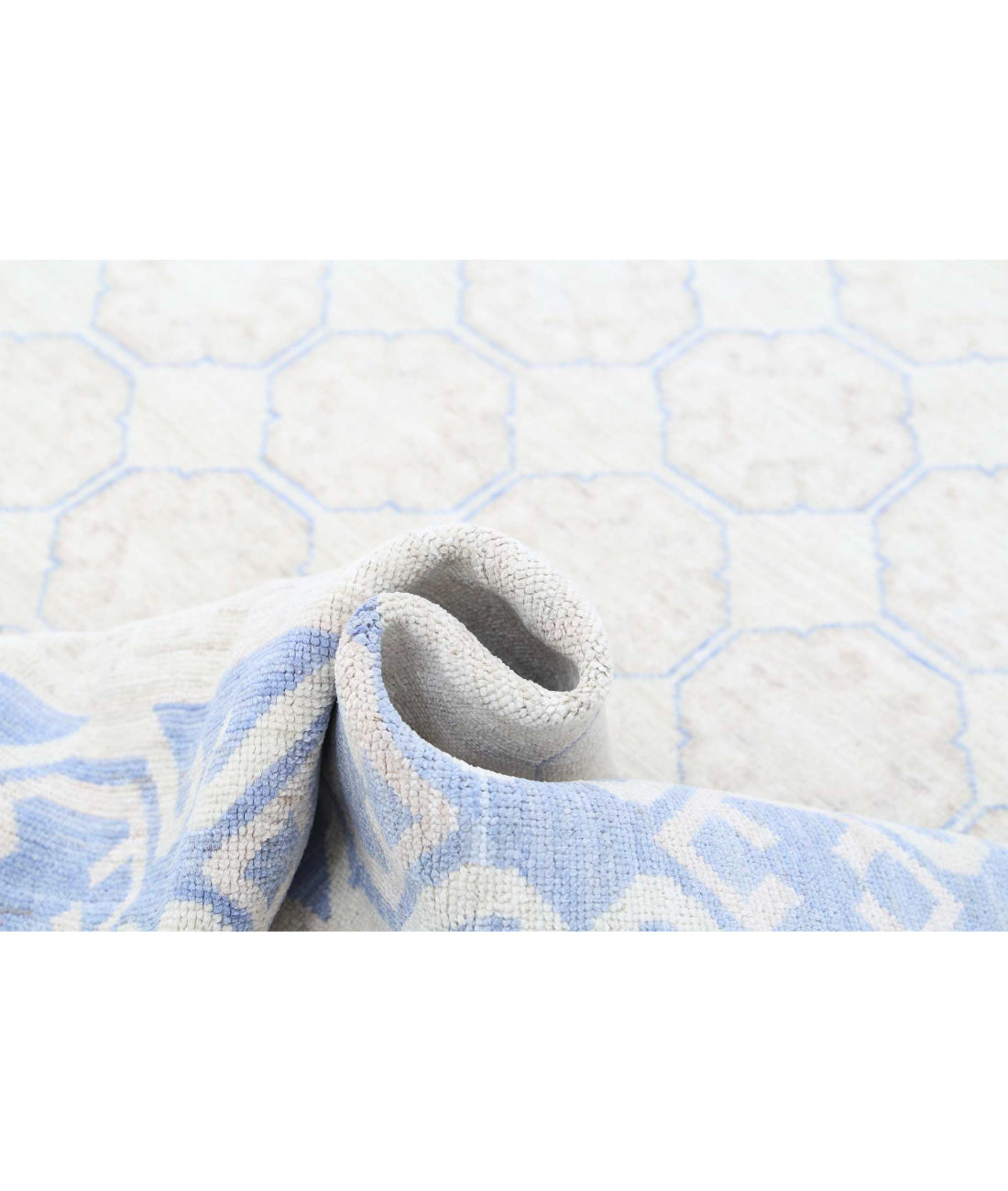 Hand Knotted Khotan Wool Rug - 8'4'' x 10'9'' 8'4'' x 10'9'' (250 X 323) / Ivory / Blue