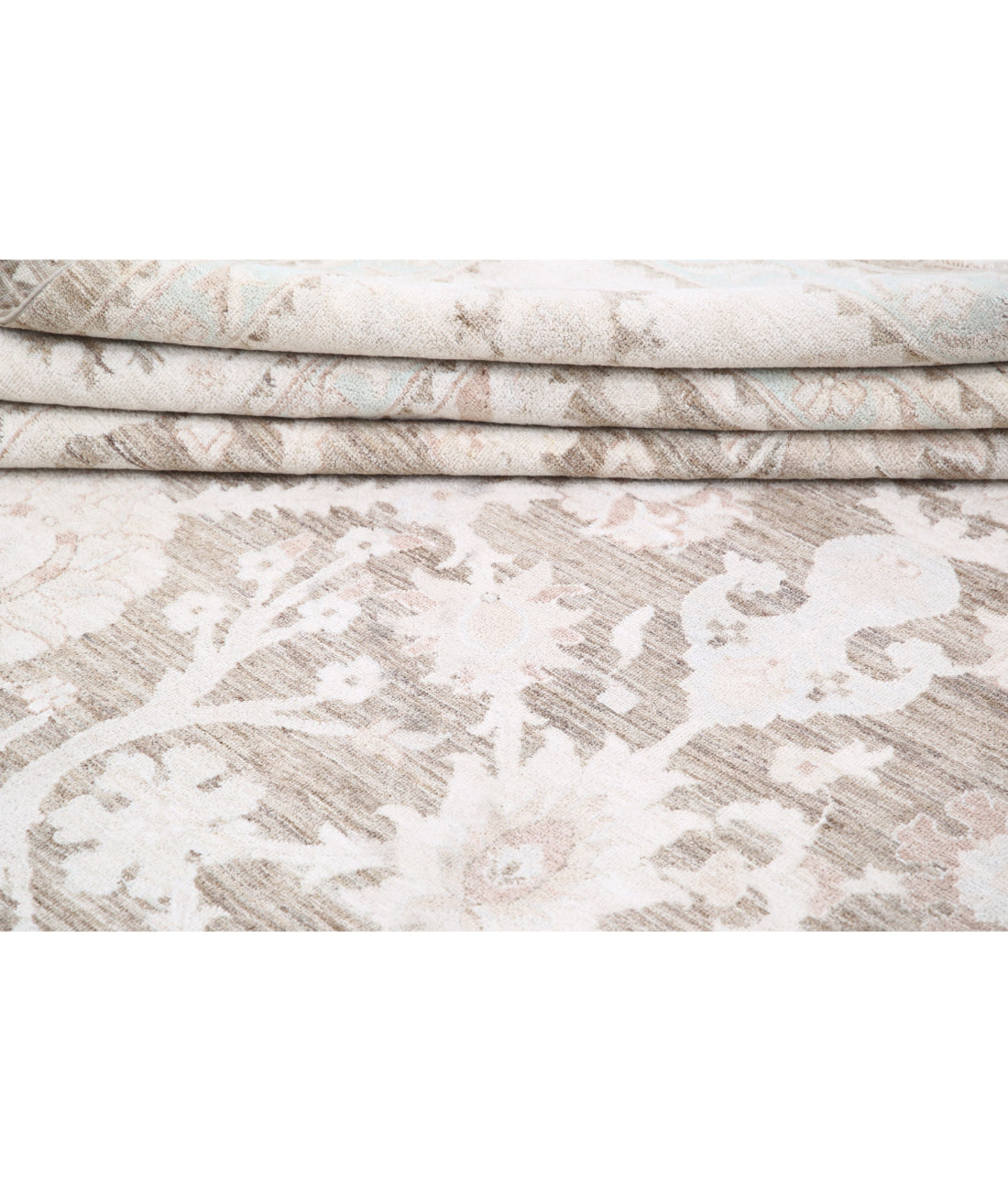 Hand Knotted Serenity Wool Rug - 12'10'' x 18'10'' 12'10'' x 18'10'' (385 X 565) / Brown / Ivory