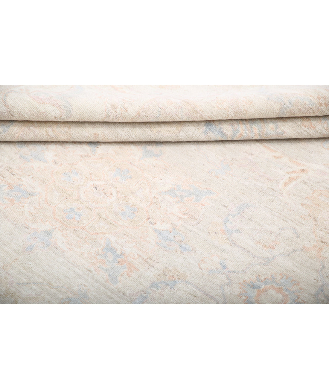 Hand Knotted Serenity Wool Rug - 8'1'' x 9'8'' 8'1'' x 9'8'' (243 X 290) / Ivory / Blue