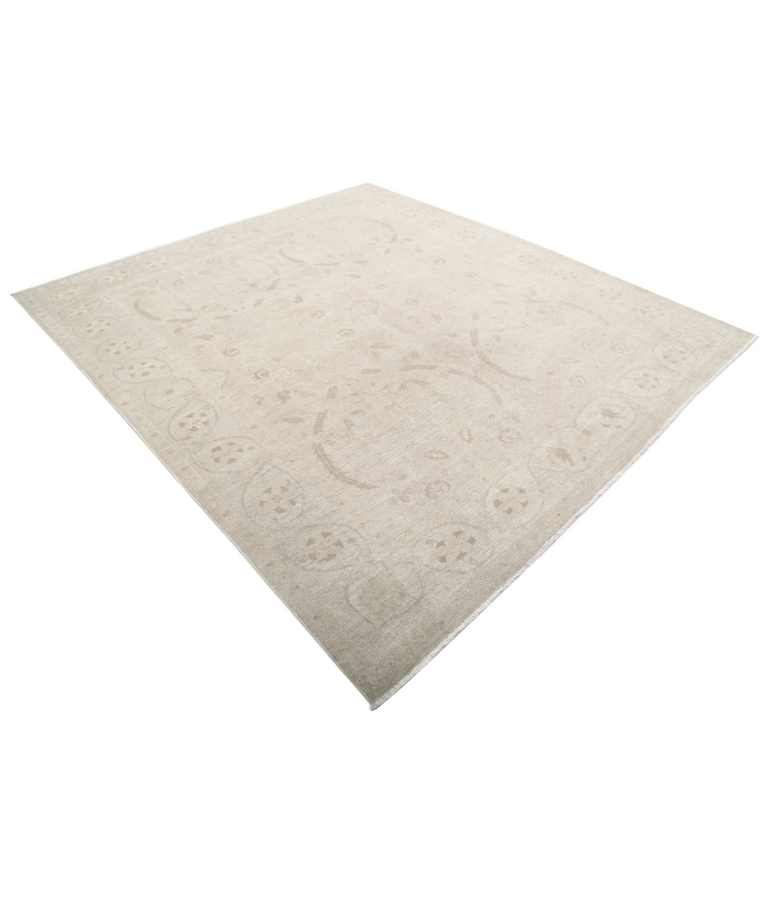 Hand Knotted Serenity Wool Rug - 7'9'' x 8'7'' 7'9'' x 8'7'' (233 X 258) / Ivory / Taupe