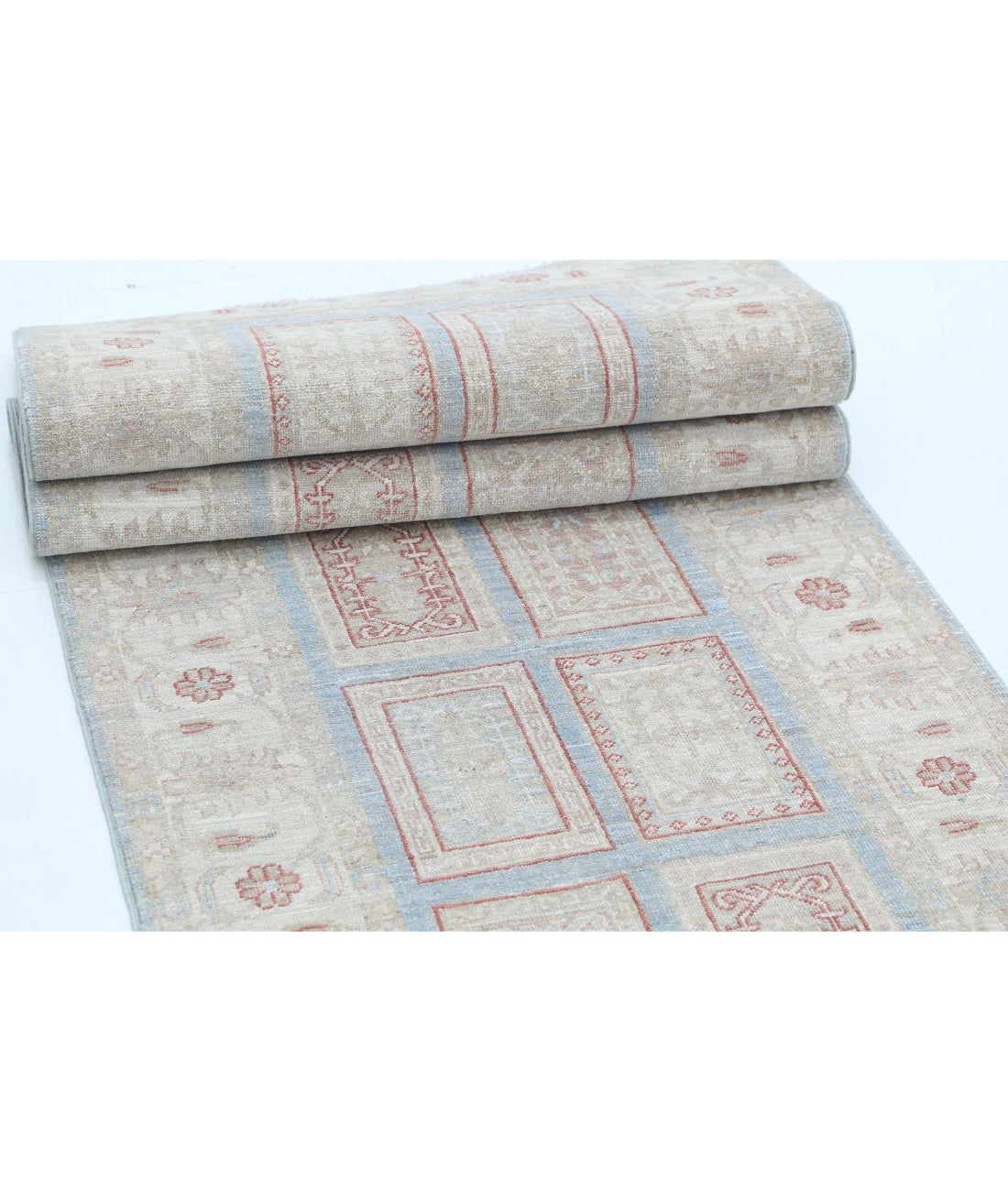 Hand Knotted Serenity Wool Rug - 2'8'' x 9'8'' 2'8'' x 9'8'' (80 X 290) / Blue / Ivory