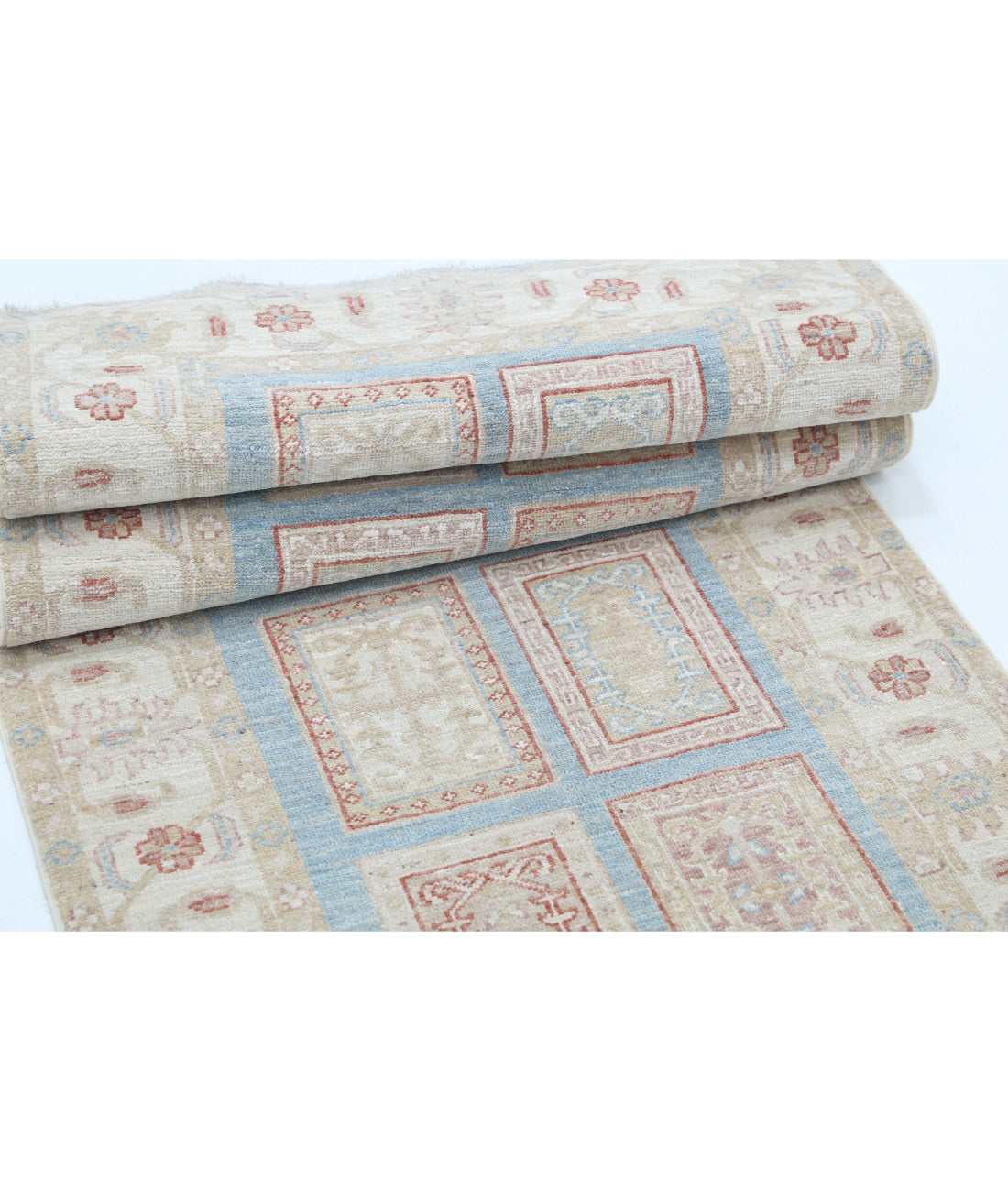 Hand Knotted Serenity Wool Rug - 2'7'' x 8'2'' 2'7'' x 8'2'' (78 X 245) / Blue / Ivory