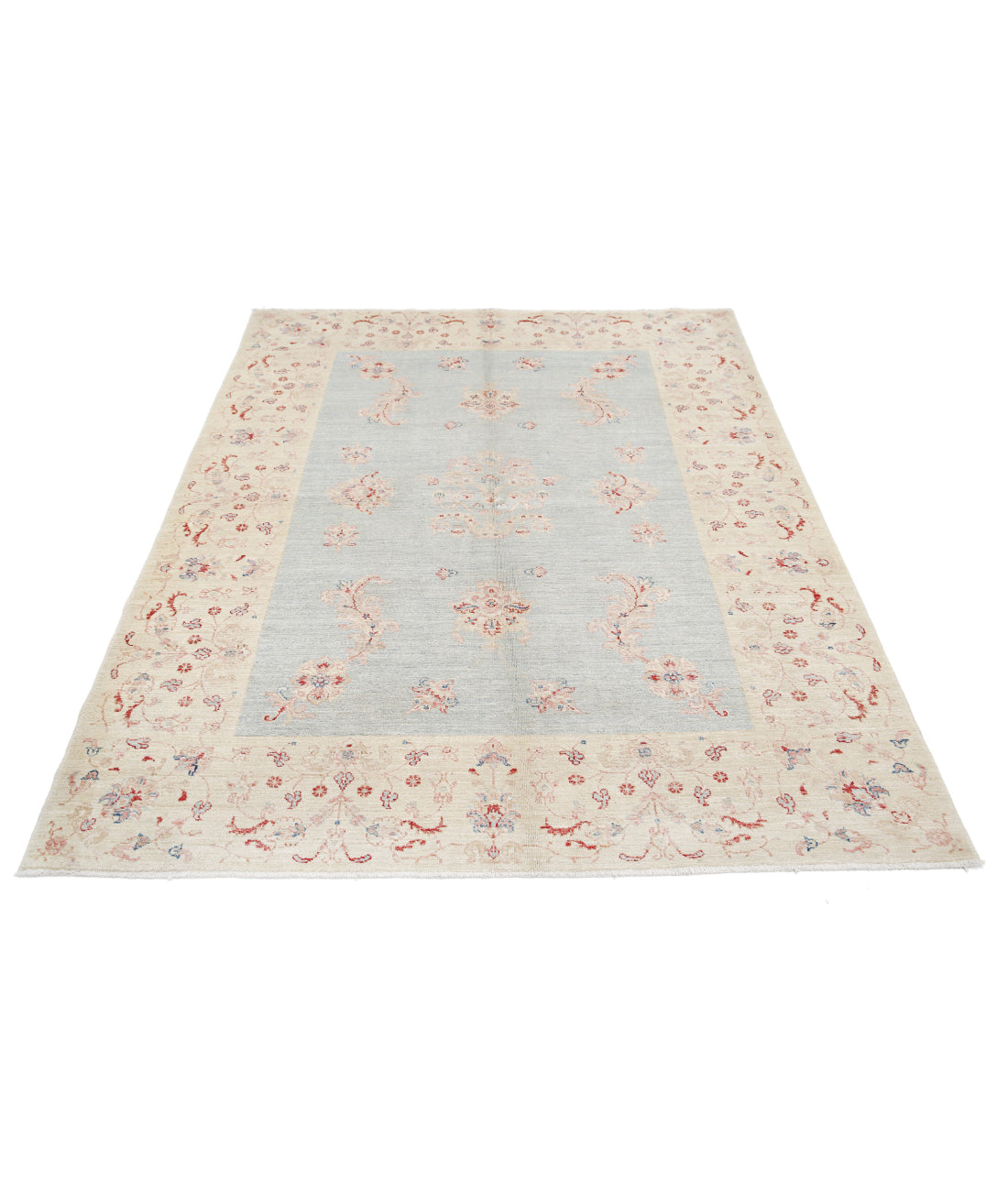 Hand Knotted Serenity Wool Rug - 5'2'' x 6'9'' 5'2'' x 6'9'' (155 X 203) / Blue / Ivory