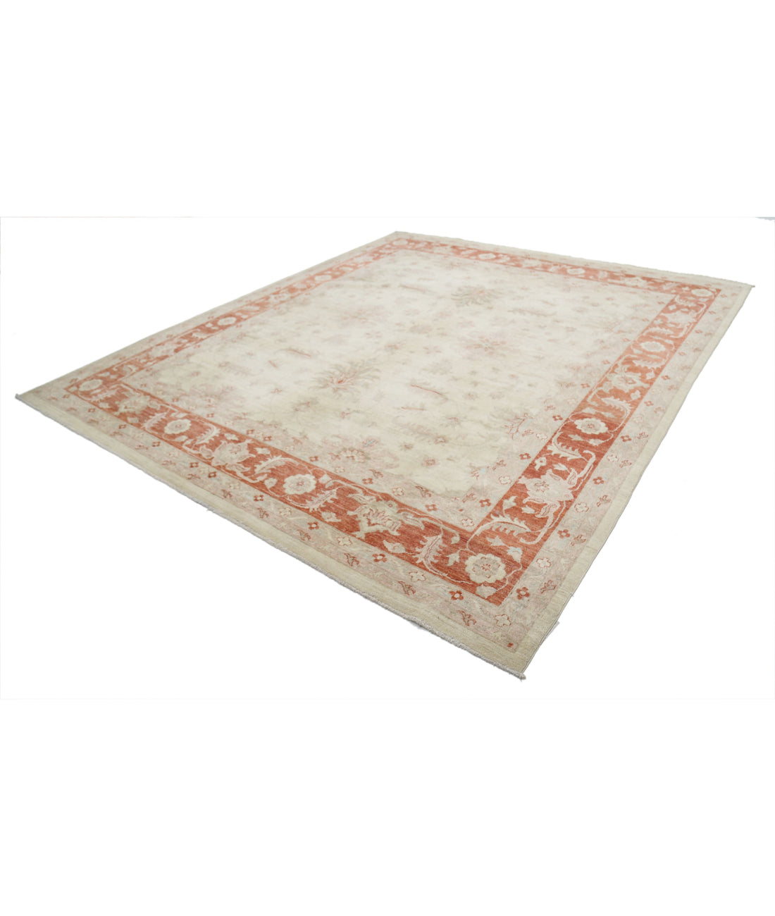 Hand Knotted Serenity Wool Rug - 9'11'' x 11'6'' 9'11'' x 11'6'' (298 X 345) / Ivory / Red