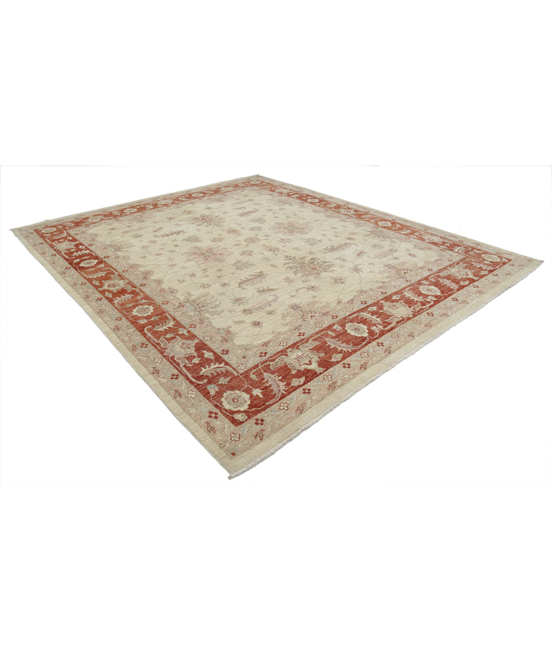 Hand Knotted Serenity Wool Rug - 9'11'' x 11'6'' 9'11'' x 11'6'' (298 X 345) / Ivory / Red