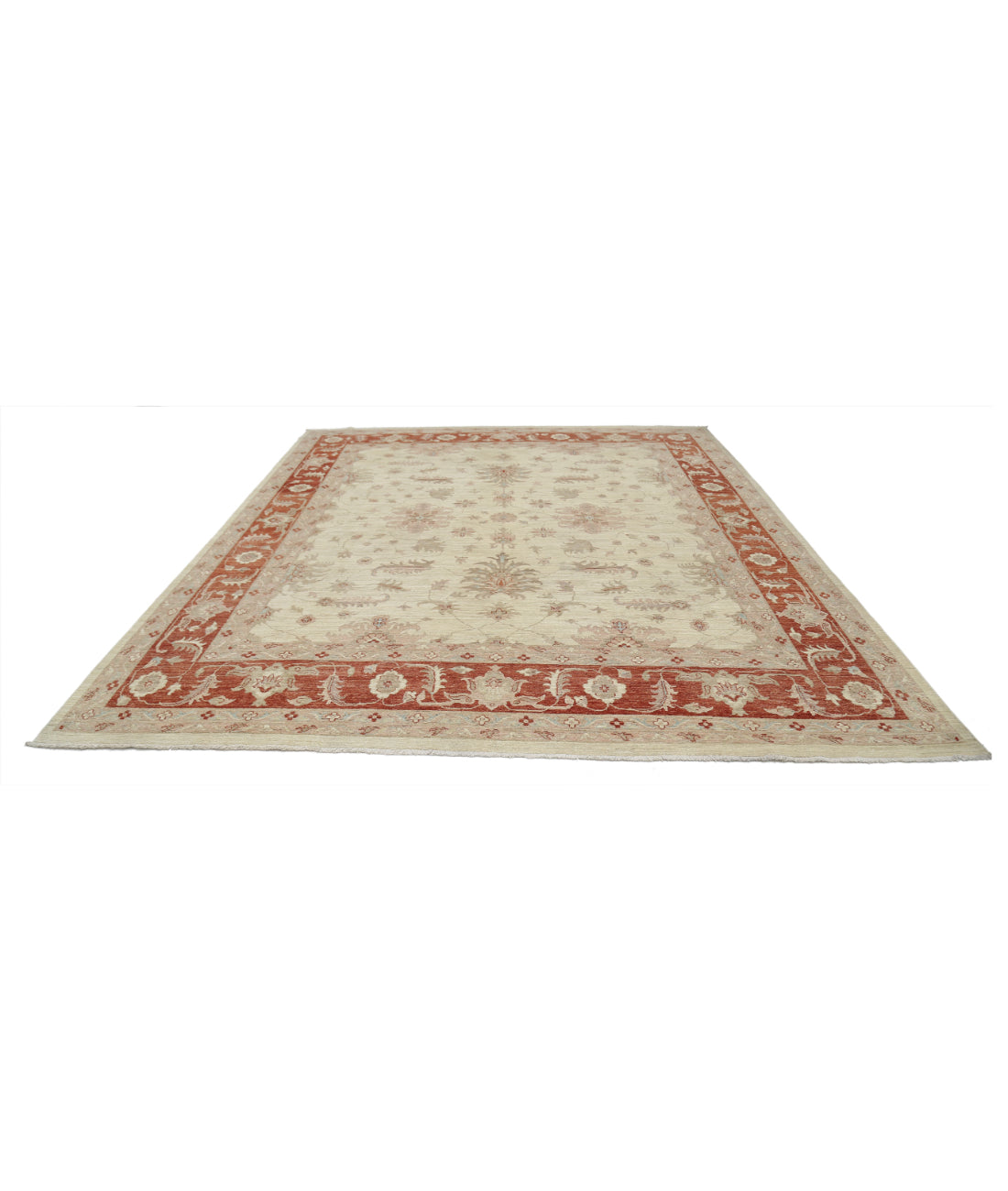 Hand Knotted Serenity Wool Rug - 9'11'' x 11'6'' 9'11'' x 11'6'' (298 X 345) / Ivory / Red
