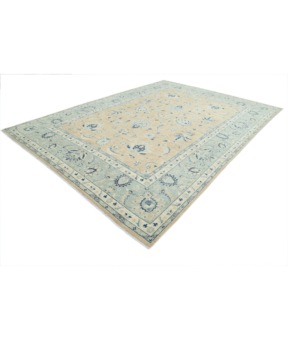 Hand Knotted Serenity Wool Rug - 9'8'' x 13'5'' 9'8'' x 13'5'' (290 X 403) / Taupe / Green