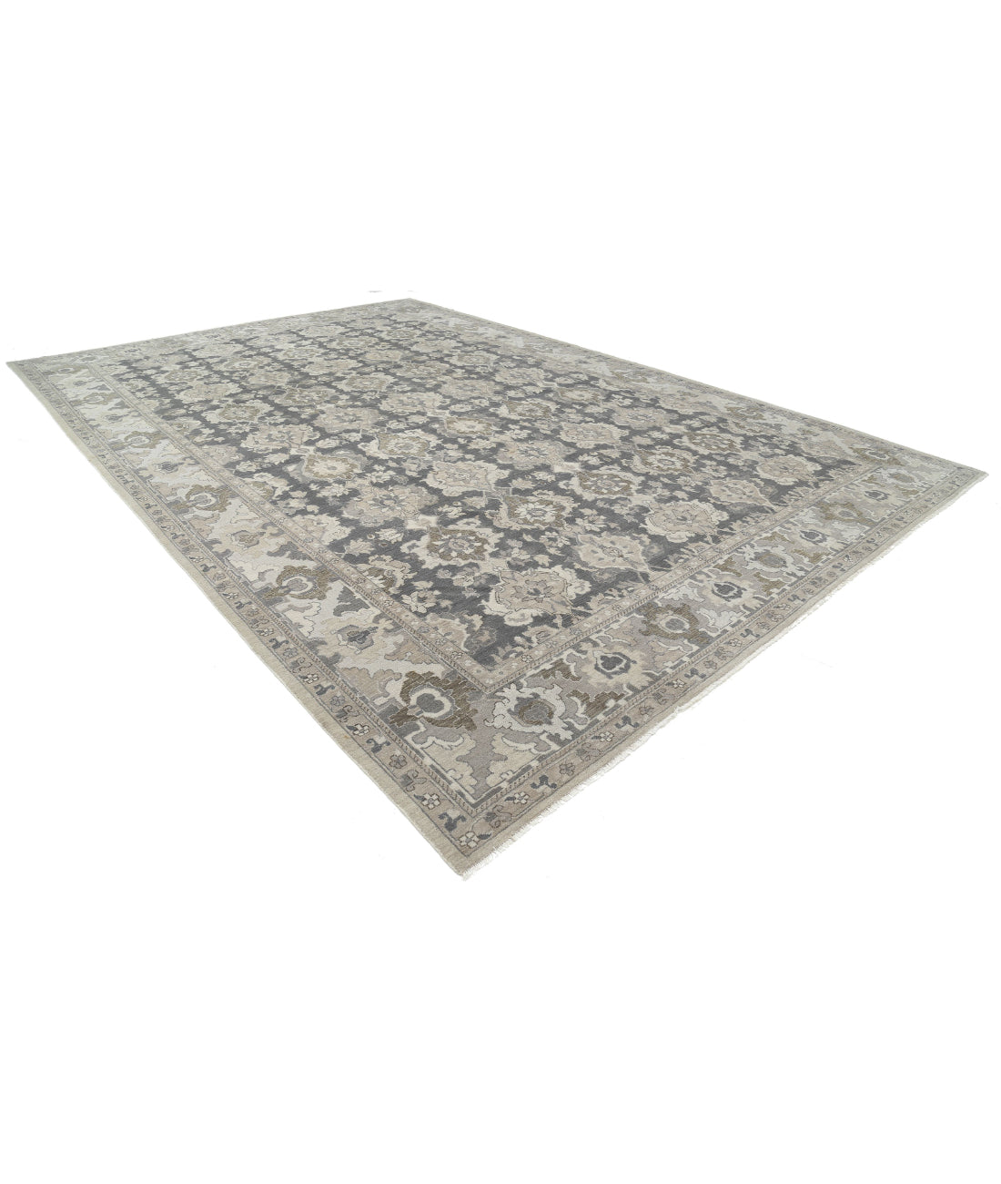 Hand Knotted Serenity Wool Rug - 11'9'' x 17'6'' 11'9'' x 17'6'' (353 X 525) / Grey / Ivory