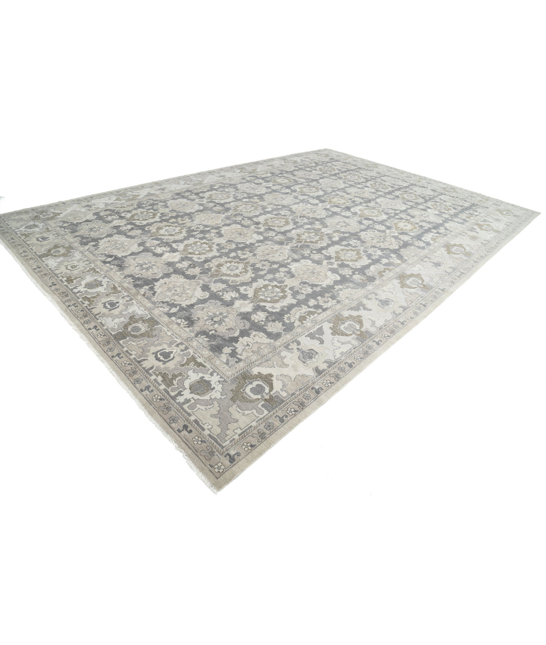 Hand Knotted Serenity Wool Rug - 11'9'' x 17'6'' 11'9'' x 17'6'' (353 X 525) / Grey / Ivory