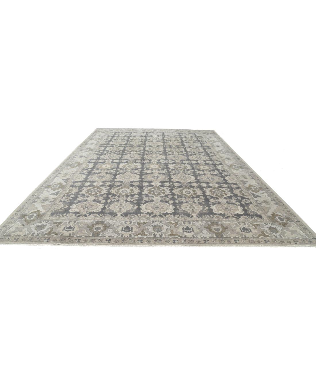 Hand Knotted Serenity Wool Rug - 11'9'' x 17'6'' 11'9'' x 17'6'' (353 X 525) / Grey / Ivory