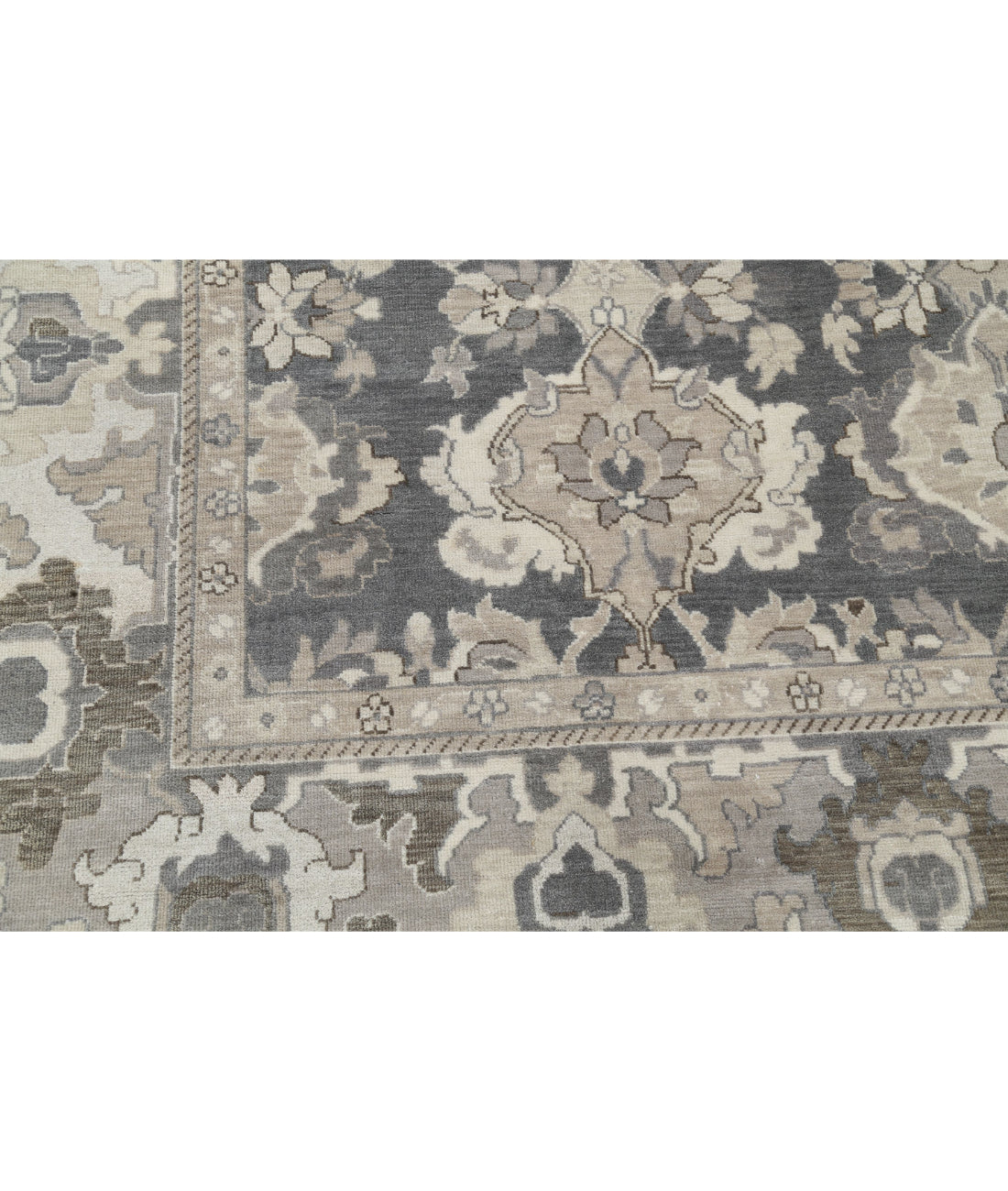 Hand Knotted Serenity Wool Rug - 11'9'' x 17'6'' 11'9'' x 17'6'' (353 X 525) / Grey / Ivory
