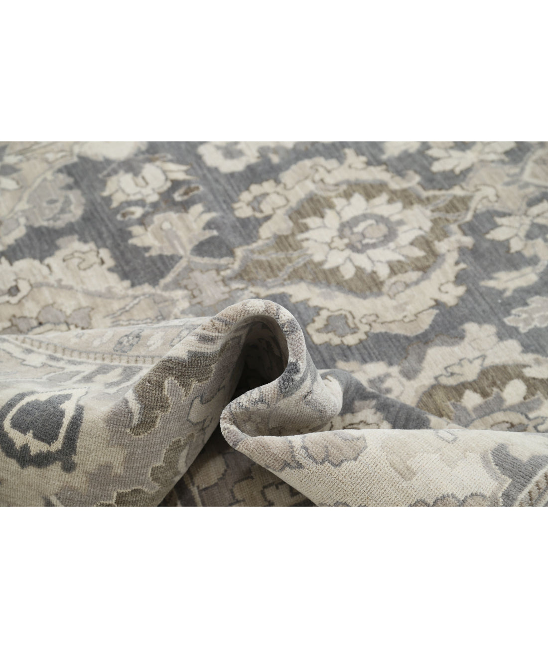 Hand Knotted Serenity Wool Rug - 11'9'' x 17'6'' 11'9'' x 17'6'' (353 X 525) / Grey / Ivory