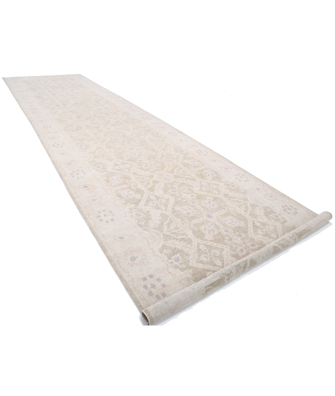 Hand Knotted Serenity Wool Rug - 6'5'' x 25'10'' 6'5'' x 25'10'' (193 X 775) / Ivory / Brown