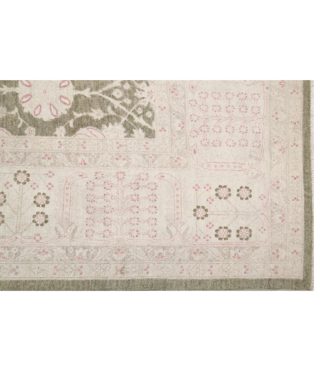 Hand Knotted Serenity Wool Rug - 11'11'' x 14'5'' 11'11'' x 14'5'' (358 X 433) / Green / Ivory