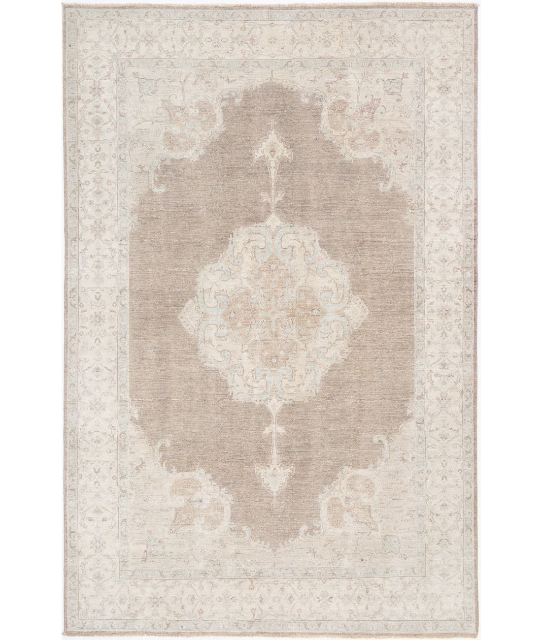 Hand Knotted Serenity Wool Rug - 6&#39;7&#39;&#39; x 10&#39;4&#39;&#39; 6&#39;7&#39;&#39; x 10&#39;4&#39;&#39; (198 X 310) / Brown / Ivory