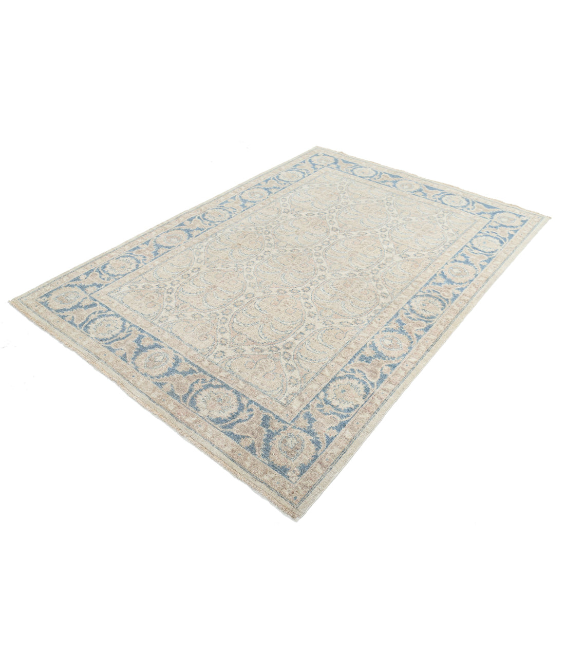Hand Knotted Serenity Wool Rug - 5'6'' x 7'9'' 5'6'' x 7'9'' (165 X 233) / Ivory / Blue