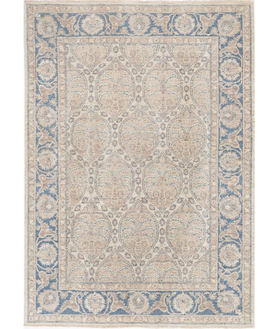 Hand Knotted Serenity Wool Rug - 5'6'' x 7'9'' 5'6'' x 7'9'' (165 X 233) / Ivory / Blue