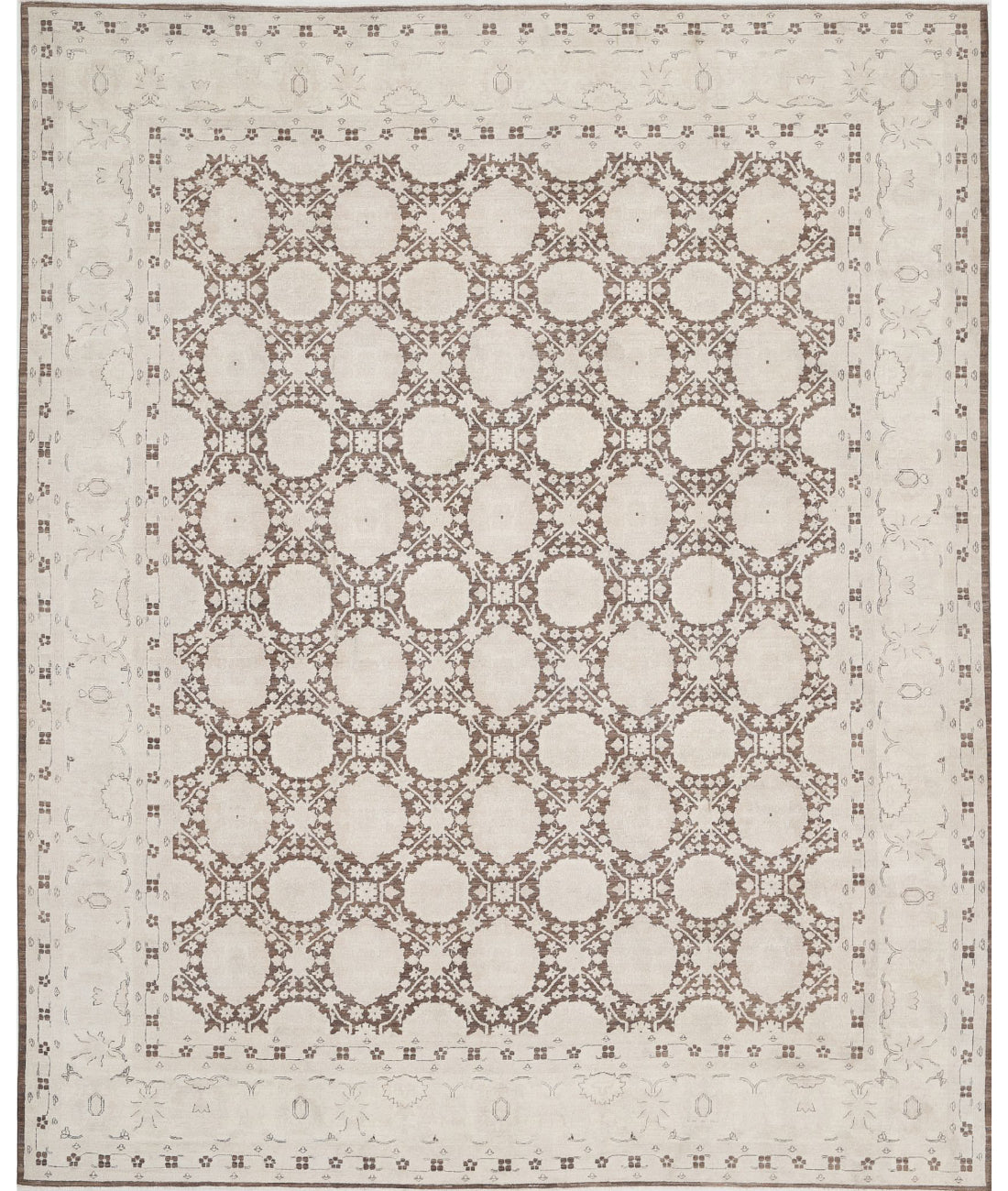 Hand Knotted Serenity Wool Rug - 11&#39;8&#39;&#39; x 14&#39;5&#39;&#39; 11&#39;8&#39;&#39; x 14&#39;5&#39;&#39; (350 X 433) / Brown / Ivory
