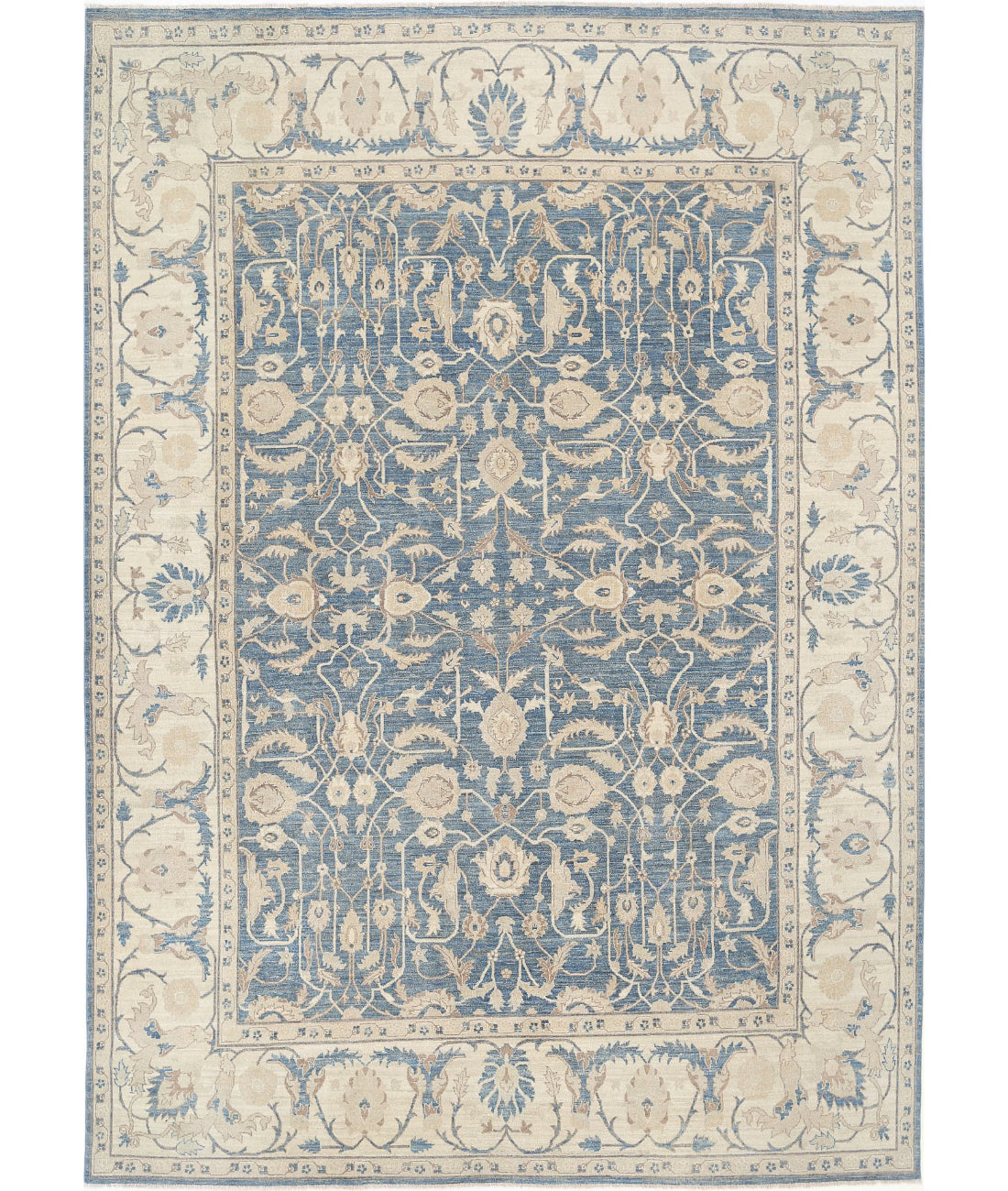 Hand Knotted Serenity Wool Rug - 8'8'' x 12'4'' 8'8'' x 12'4'' (260 X 370) / Blue / Ivory