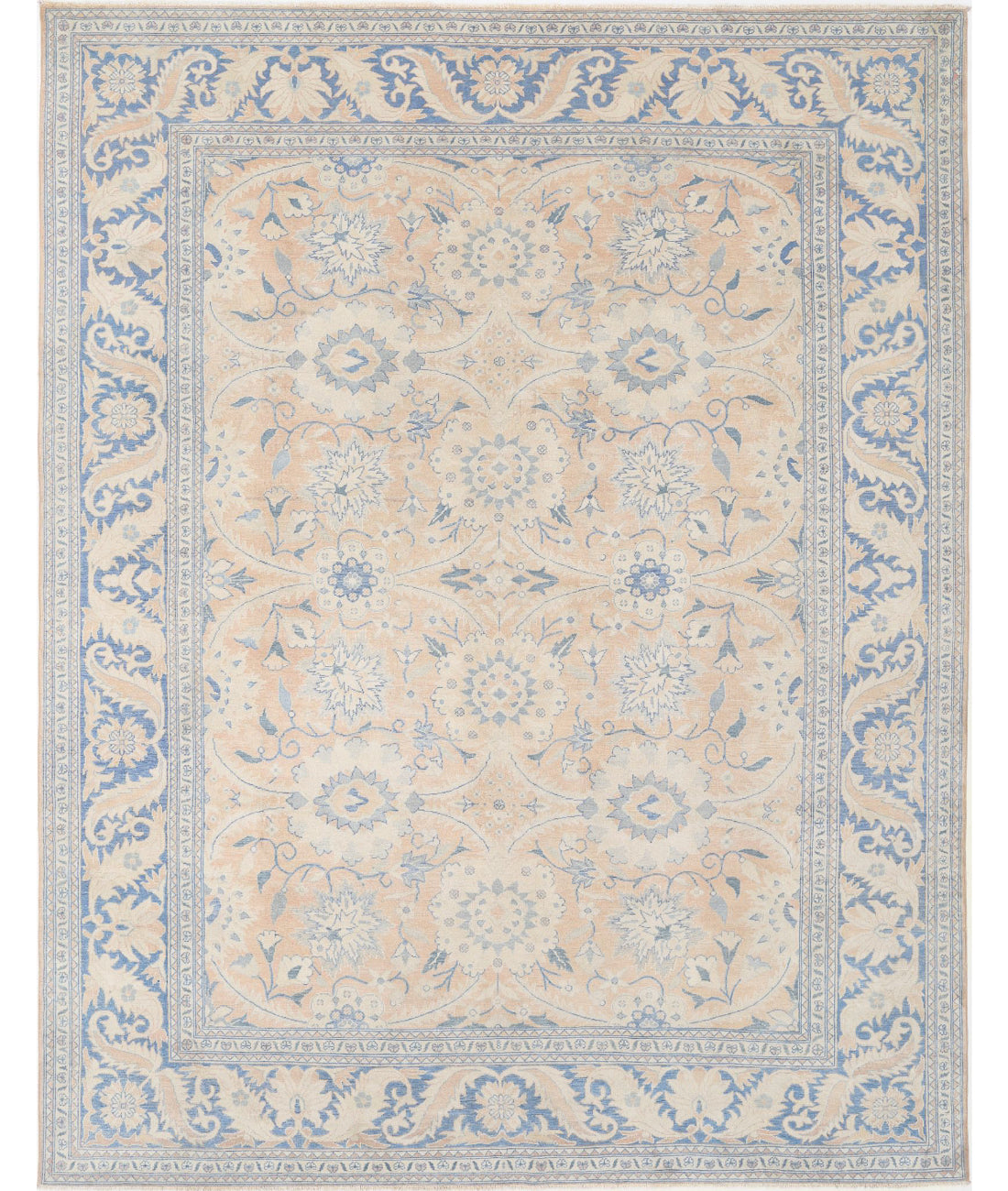 Hand Knotted Serenity Wool Rug - 9'9'' x 12'6'' 9'9'' x 12'6'' (293 X 375) / Peach / Blue