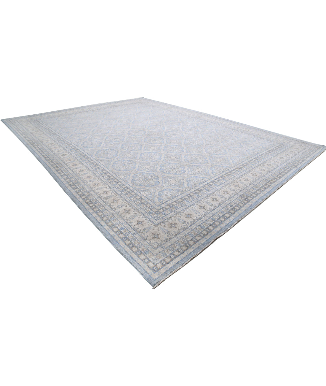 Hand Knotted Serenity Wool Rug - 14'1'' x 18'9'' 14'1'' x 18'9'' (423 X 563) / Blue / Ivory
