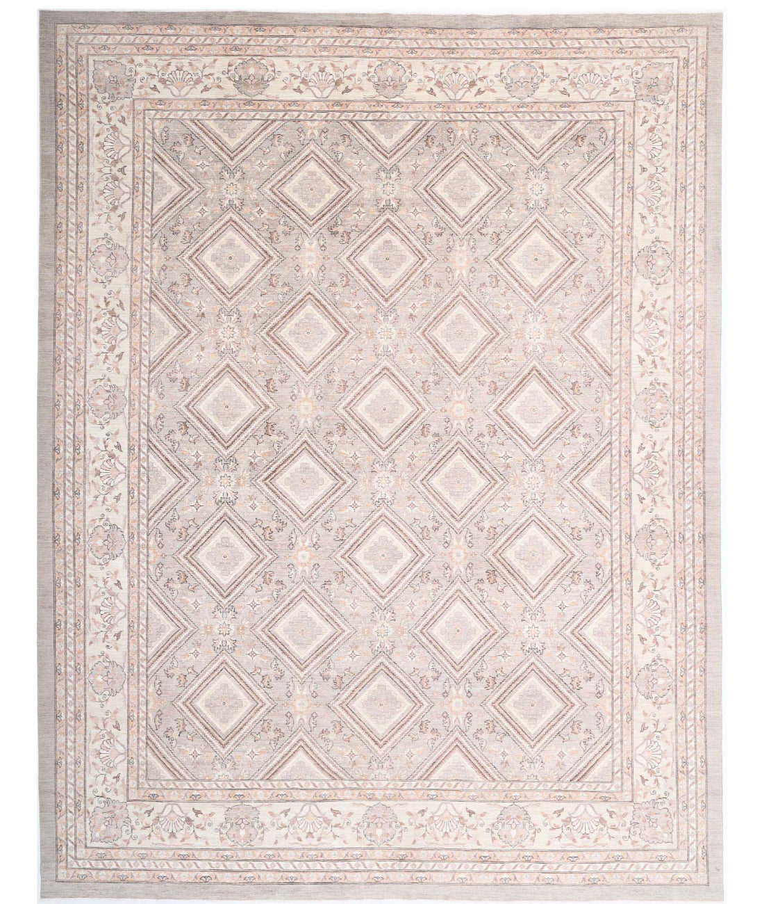 Hand Knotted Fine Serenity Wool Rug - 13'4'' x 17'6'' 13'4'' x 17'6'' (400 X 525) / Grey / Ivory