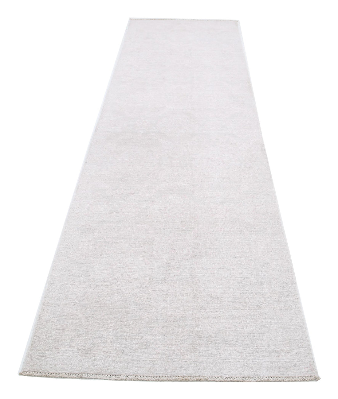 Hand Knotted Fine Serenity Wool Rug - 3'0'' x 11'0'' 3'0'' x 11'0'' (90 X 330) / Grey / Ivory