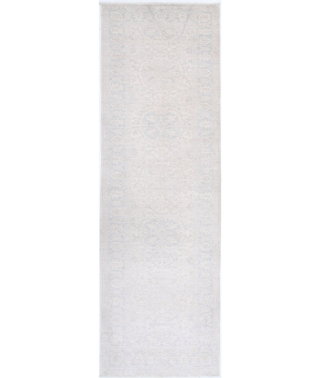 Hand Knotted Fine Serenity Wool Rug - 2'11'' x 9'11'' 2'11'' x 9'11'' (88 X 298) / Ivory / Grey