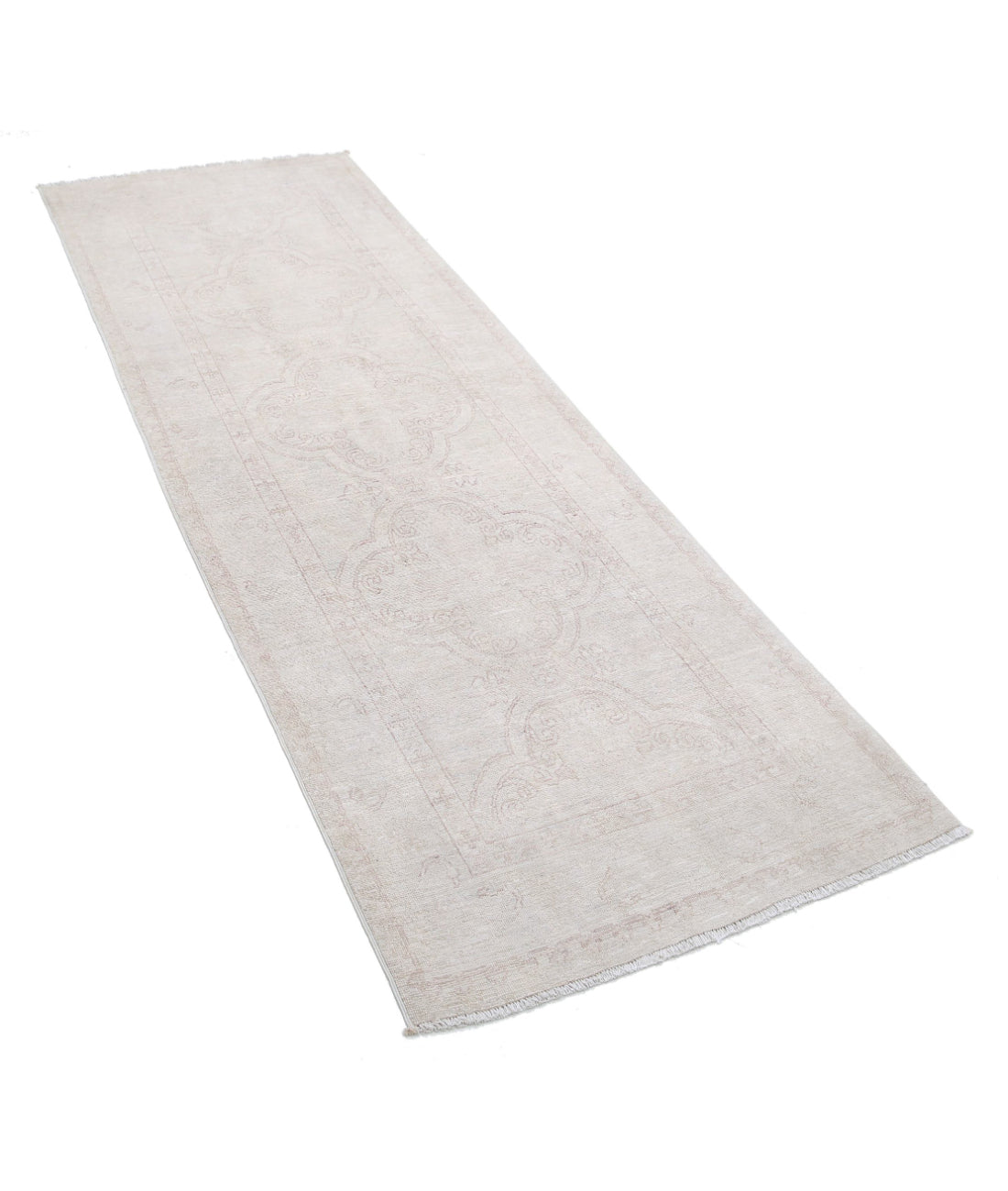 Hand Knotted Fine Serenity Wool Rug - 2'8'' x 8'0'' 2'8'' x 8'0'' (80 X 240) / Ivory / Taupe