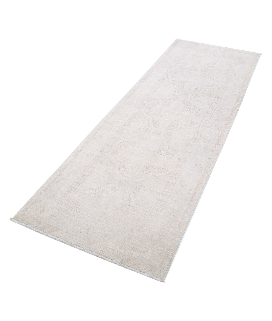 Hand Knotted Fine Serenity Wool Rug - 2'8'' x 8'0'' 2'8'' x 8'0'' (80 X 240) / Ivory / Taupe
