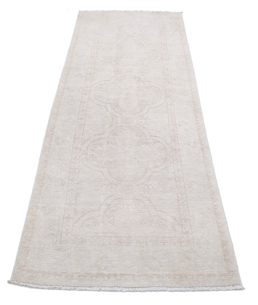 Hand Knotted Fine Serenity Wool Rug - 2'8'' x 8'0'' 2'8'' x 8'0'' (80 X 240) / Ivory / Taupe
