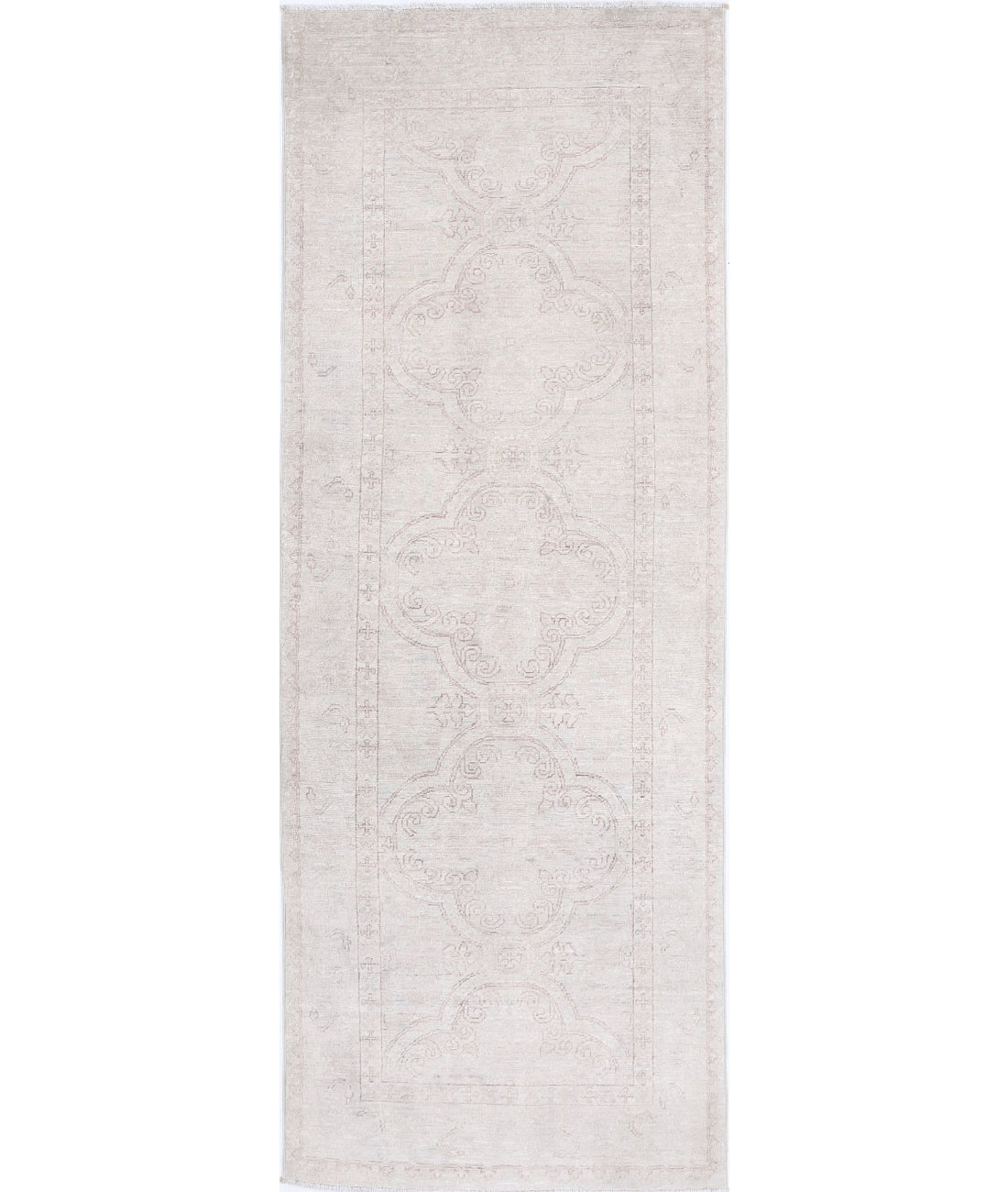 Hand Knotted Fine Serenity Wool Rug - 2'8'' x 8'0'' 2'8'' x 8'0'' (80 X 240) / Ivory / Taupe