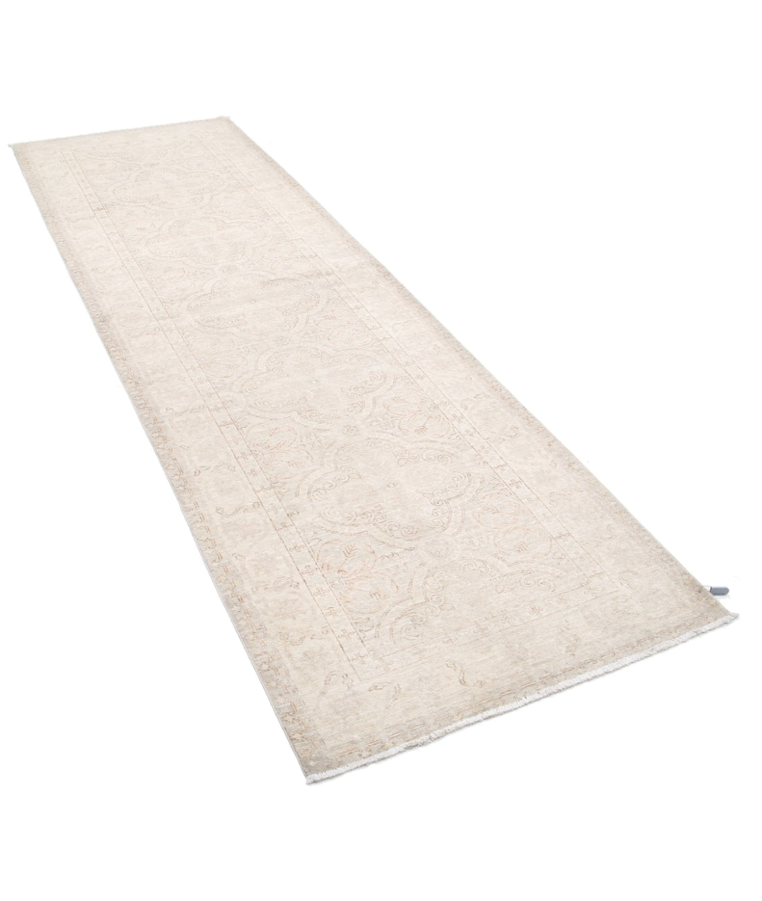 Hand Knotted Fine Serenity Wool Rug - 3'0'' x 10'1'' 3'0'' x 10'1'' (90 X 303) / Grey / Ivory